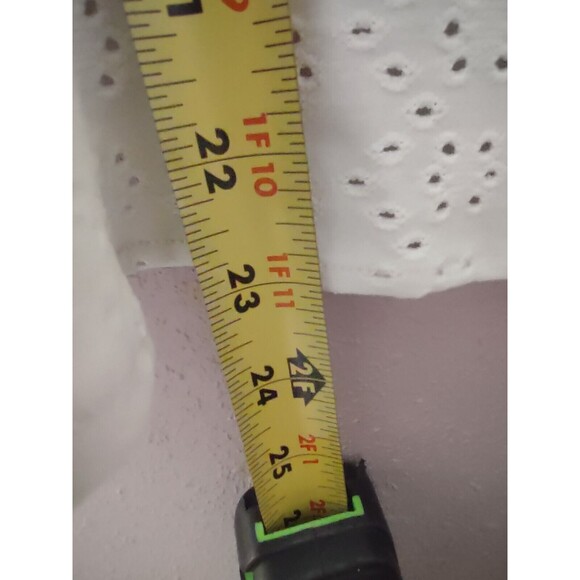 Nina Leonard Open Front Cardigan Sweater Women Large White Ruffle Hem Eyelets - Picture 7 of 7